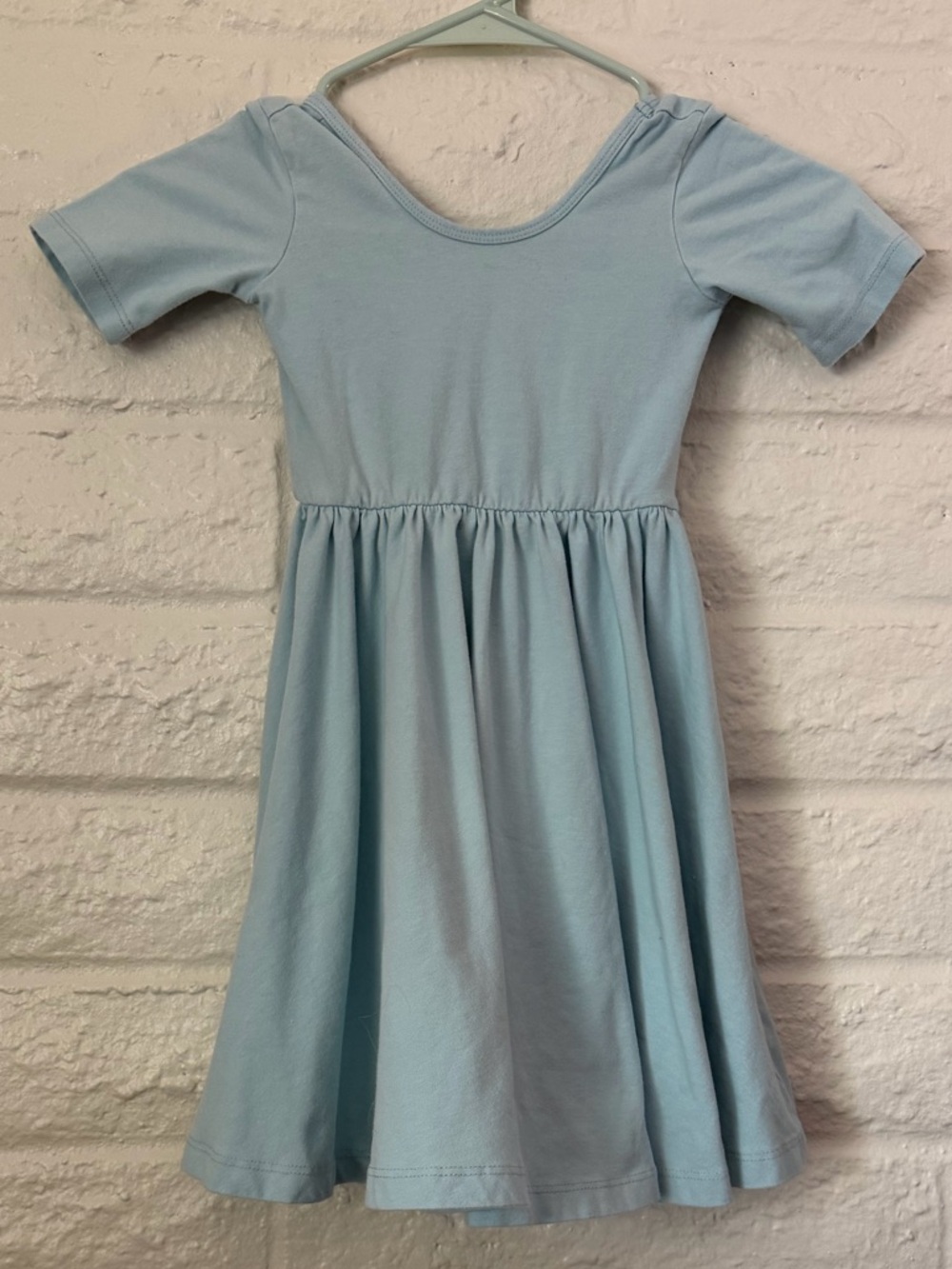 alice + ames short sleeve ballet dress in light blue twirl